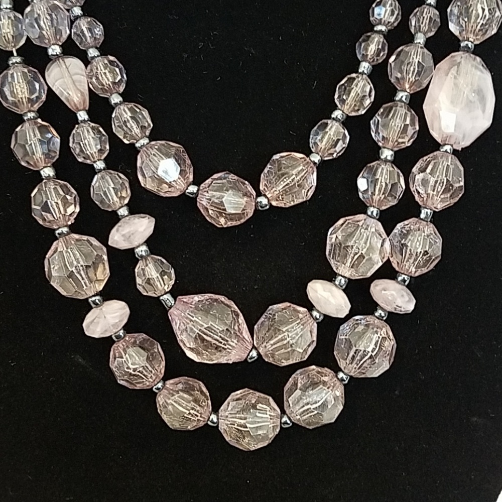 Multi Strand Glass Bead Necklace Lavender